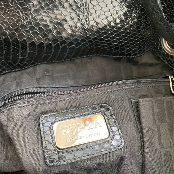 Furla Black Snakeskin Leather Tote Bag - Picture 4 of 6